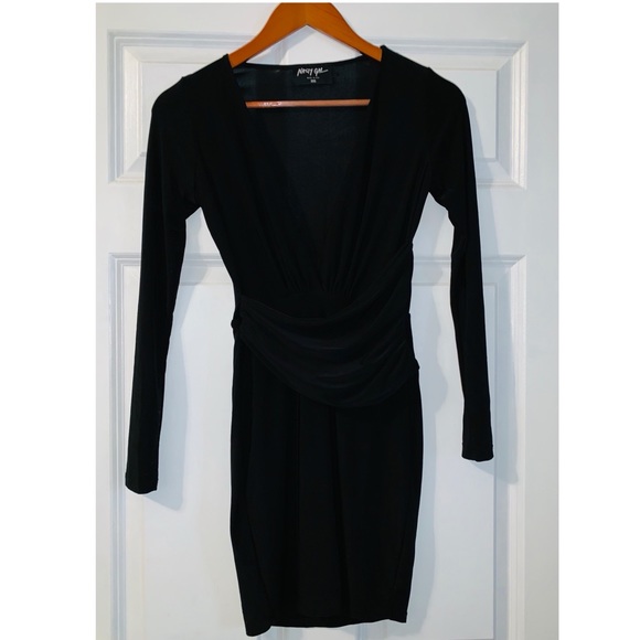 Black Plunge Bodycon Dress - Picture 2 of 2